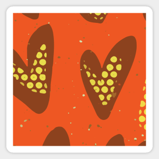 Bold Heart Abstract Background Design in Bright Orange Brown Monotones GC-116-3 Sticker